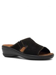 Go Soft Klapki ARC-4854-07 Czarny. Czarne klapki damskie GO SOFT, bez wzorów, ze skóry, bez obcasa. Za 149.99 zł.