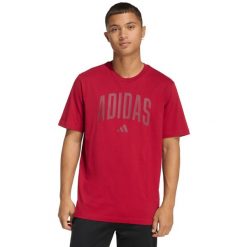 Koszulka męska adidas Collegiate Lineage. Czerwone buty sportowe męskie Adidas, m, bez wzorów, z bawełny, bez kołnierzyka, bez ramiączek, na fitness i siłownię. Za 91.99 zł.