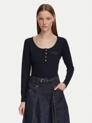 Guess Bluzka W6YP60 K5318 Granatowy Slim Fit. Niebieskie bluzki damskie Guess, s, z aplikacjami, z syntetyku, bez kołnierzyka, bez ramiączek. Za 284.99 zł.