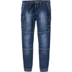 Dżinsy bez zamka w talii Slim Fit Tapered bonprix ciemnoniebieski "stone used". Spodnie materiałowe męskie marki bonprix. Za 79.99 zł.