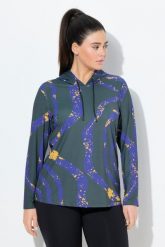 Damskie Koszulka funkcyjna LSF 50+ slim fit kaptur długi rękaw. Zielone t-shirty damskie Ulla Popken, plus size, bez wzorów, z elastanu, bez kołnierzyka. Za 239.99 zł.