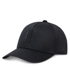 Czapka z daszkiem Armani Exchange. Czarne czapki i kapelusze damskie Armani Exchange, bez wzorów. Za 289.99 zł.