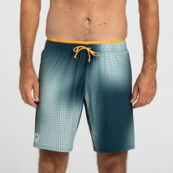Szorty długie pływackie męskie Nabaiji 100 Kamo. Brązowe krótkie spodenki sportowe męskie Decathlon, m, bez wzorów, z elastanu, do pływania. Za 59.99 zł.