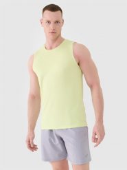 4F Tank top regular szybkoschnący męski - zielony M. Zielone koszulki sportowe męskie 4f, m, bez wzorów, z dzianiny, klasyczne, bez kołnierzyka. W wyprzedaży za 49.99 zł.