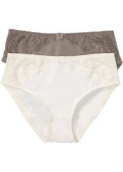Figi maxi z koronką (2 pary). Białe figi damskie bonprix, bez wzorów, z koronki. Za 77.99 zł.