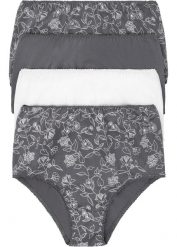 Figi z wysoką talią z bawełną (zestaw 4 par). Szare figi damskie bonprix, bez wzorów, z bawełny. Za 67.99 zł.