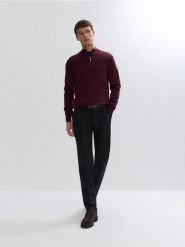 Rozpinany sweter z wełny merino - bordowy. Czerwone kardigany męskie Reserved, l, bez wzorów, z wełny. Za 239.99 zł.
