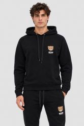 MOSCHINO Czarna bluza męska z kapturem, Rozmiar M. Czarne bluzy męskie MOSCHINO, m, bez wzorów, z kapturem. Za 859.99 zł.