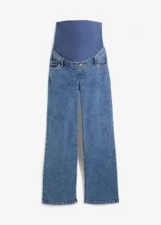 Dżinsy ciążowe z bawełny organicznej, Loose Fit. Niebieskie jeansy damskie bonprix, moda ciążowa. Za 144.99 zł.