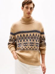 Tommy Hilfiger wełniany sweter Mężczyźni beżowy|niebieski, XL. Brązowe swetry przez głowę męskie Tommy Hilfiger, m, bez wzorów, z dzianiny, bez kołnierzyka. Za 599.95 zł.