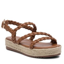 Espadryle DeeZee. Brązowe klapki damskie DeeZee, bez wzorów, bez obcasa, bez zapięcia. Za 90.99 zł.