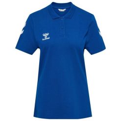 Damska koszulka polo Hummel Go 2.0 Chevron. Niebieskie koszulki sportowe damskie Hummel, bez wzorów, bez kołnierzyka, bez ramiączek, do piłki nożnej. Za 190.00 zł.