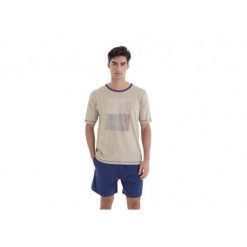 Piżama męska bawełniana rozm. M Gent L251301 beżowa. Brązowe piżamy męskie Massana Homewear, l, bez wzorów, z bawełny, bez ramiączek, krótkie. Za 192.00 zł.