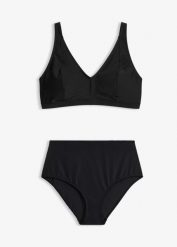 Bikini z dekoltem w serek (komplet 2-cz.). Czarne bikini damskie bonprix, bez wzorów. Za 114.99 zł.