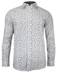 Biała Weekendowa Koszula w Niebieskie Biedronki z Długim Rękawem -BRAVE SOUL- Delikatnie Taliowana,. Niebieskie koszule męskie Brave Soul, l, bez wzorów, z bawełny, casualowe, bez kołnierzyka, bez ramiączek. Za 99.00 zł.