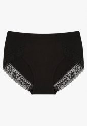 Czarne Bawełniane Majtki Figi Zdobione Koronką Idilene. Czarne figi damskie Renee, plus size, z aplikacjami, z bawełny. Za 19.99 zł.