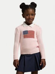 Polo Ralph Lauren Sweter 312668609003 Różowy Regular Fit. Czerwone swetry dla dziewczynek Polo Ralph Lauren, bez wzorów, z bawełny, bez kołnierzyka, bez ramiączek, bez kaptura. Za 569.99 zł.
