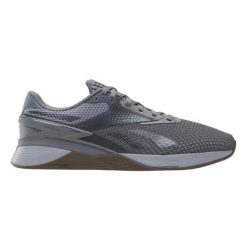 Buty treningowe damskie Reebok Nano X3. Szare obuwie sportowe damskie Reebok, bez wzorów, z materiału, do biegania. Za 275.49 zł.