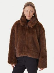 Bardot Futro 59474JB3 Brązowy Regular Fit. Brązowe płaszcze damskie Bardot, bez wzorów, z futra, bez kaptura. Za 1,059.00 zł.