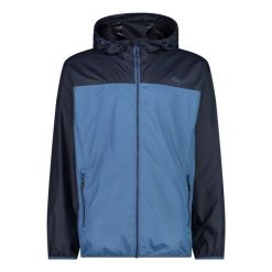 Kurtka wodoodporna z kapturem CMP. Niebieskie kurtki męskie CMP, bez wzorów, z materiału, z kapturem. Za 189.99 zł.
