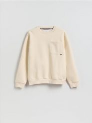 Bluza regular z bawełną - złamana biel. Bluzy męskie Reserved, l, bez wzorów, z bawełny, bez kaptura. Za 109.99 zł.