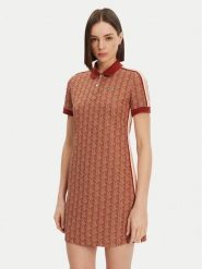 Lacoste Sukienka codzienna EF2655 Brązowy Slim Fit. Brązowe sukienki damskie Lacoste, na co dzień, bez wzorów, z bawełny, bez kołnierzyka, bez ramiączek, proste. Za 399.99 zł.