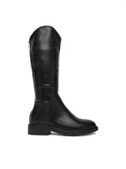 DeeZee Kozaki HX24007-1 Czarny. Czarne kozaki damskie DeeZee, z materiału, bez obcasa, na płaskiej podeszwie. Za 219.99 zł.