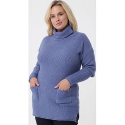 Niebieski Golf Addyson. Niebieskie swetry damskie Born2be, na zimę, l, bez wzorów, bez kołnierzyka, bez ramiączek, bez kaptura. Za 69.99 zł.