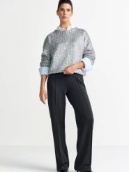 Rich & Royal Sweter z dzianiny z zawartością alpaki Kobiety Sztuczne włókno srebrny, S. Szare swetry damskie Rich & Royal, s, bez wzorów, z dzianiny, bez kołnierzyka, bez ramiączek, bez kaptura. Za 599.95 zł.