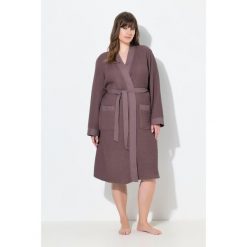 Damskie Szlafrok kołnierz szalowy pasek pika waflowa długi rękaw. Brązowe paski damskie Ulla Popken, bez wzorów, z bawełny, sportowe. Za 279.99 zł.