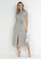 Beżowo-Czarna Koszulowa Sukienka Maxi z Materiałowym Paskiem Rainora. Brązowe sukienki damskie Born2be, na co dzień, m, bez wzorów, z materiału, eleganckie, bez kołnierzyka, bez ramiączek, maxi, kopertowe. Za 179.99 zł.