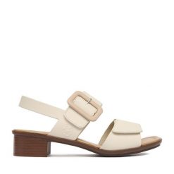 Sandały Rieker. Brązowe sandały damskie Rieker, bez wzorów, bez obcasa, na słupku, bez zapięcia. Za 299.99 zł.