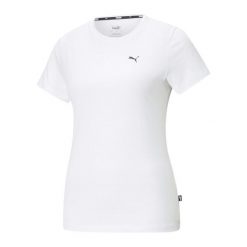 Koszulka treningowa damska Puma ESS Small Logo Tee. Białe koszulki sportowe damskie Puma, l, bez wzorów, bez kołnierzyka, bez ramiączek. Za 186.00 zł.