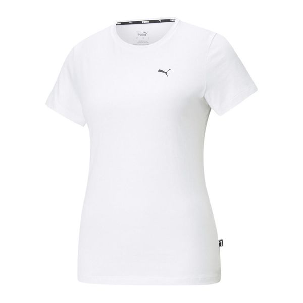 Koszulka treningowa damska Puma ESS Small Logo Tee. Białe koszulki sportowe damskie Puma, l, bez wzorów, bez kołnierzyka, bez ramiączek. Za 186.00 zł.