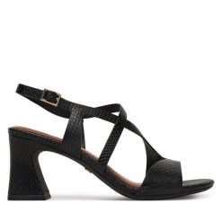 Sandały Tamaris. Czarne sandały damskie Tamaris, bez wzorów, bez obcasa, na słupku, bez zapięcia. Za 369.99 zł.