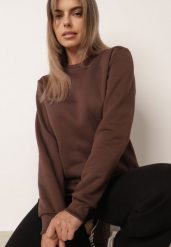 Brązowa Bluza Klasyczna z Polarową Podszewką Embri. Brązowe bluzy damskie Born2be, l, z aplikacjami, z jeansu, bez kaptura. Za 49.99 zł.
