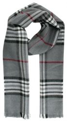 Szalik Przejściowy z Dziewiczą Wełną (Virgin Wool) - Fraas - Szary w Kratkę. Szare szaliki męskie V. Fraas, na jesień, bez wzorów, z materiału. Za 85.00 zł.