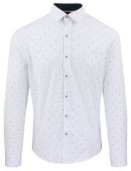Męska Koszula, Taliowana (Slim Fit) - Rigon - Biała, Delikatny Wzór. Białe koszule męskie Rigon, m, bez wzorów, z bawełny, biznesowe, bez kołnierzyka, bez ramiączek. Za 139.00 zł.
