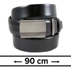 Pasek Czarny do Spodni 90 cm, Automatyczna Klamra, Skórzany, Elegancki -VICTORIO. Czarne paski damskie Victorio, bez wzorów, ze skóry, eleganckie. Za 99.00 zł.