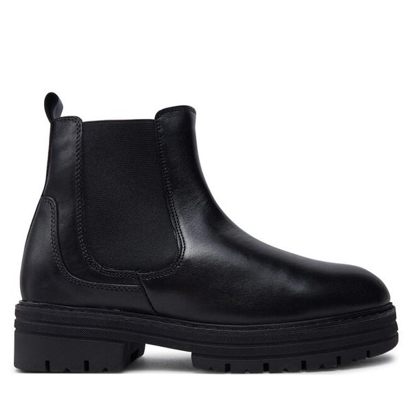 Botki Marco Tozzi. Czarne botki damskie Marco Tozzi, bez obcasa, na płaskiej podeszwie, bez zapięcia. Za 259.99 zł.