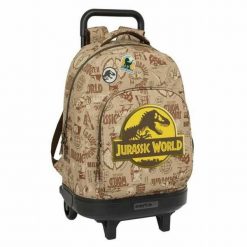 Torba szkolna z kółkami Jurassic World Poliester 300D. Brązowe plecaki damskie PRO BRANDS, bez wzorów, z poliesteru. W wyprzedaży za 245.80 zł.