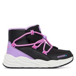 Śniegowce Skechers. Czarne śniegowce dziewczęce Skechers, bez zapięcia. Za 259.99 zł.