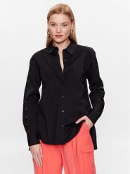DKNY Koszula P31M0RY3 Czarny Oversize. Czarne bluzki damskie DKNY, m, bez wzorów, z bawełny, bez kołnierzyka, bez ramiączek. Za 799.99 zł.