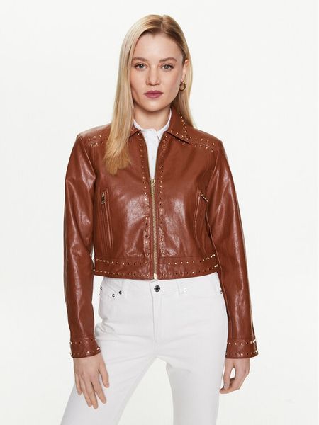 MICHAEL Michael Kors Kurtka z imitacji skóry Astor MS320B7DTW Brązowy Cropped Fit. Brązowe kurtki damskie MICHAEL Michael Kors, xs, bez wzorów, ze skóry, bez kaptura. Za 2,239.00 zł.