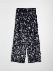 Spodnie polarowe wide leg Hello Kitty - czarny. Czarne spodnie materiałowe damskie Sinsay, l, bez wzorów, z polaru. Za 29.99 zł.