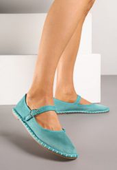 Zielone Balerinki Espadryle z Przeszyciami i Paskiem Firionea. Zielone espadryle damskie Renee, na lato, bez wzorów, eleganckie, bez obcasa, bez zapięcia. Za 44.99 zł.