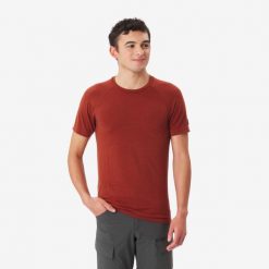 Koszulka trekkingowa męska z krótkim rękawem Simond Merino Seamless. Brązowe koszulki sportowe męskie FORCLAZ, l, bez wzorów, z elastanu, bez kołnierzyka, bez ramiączek, trekkingowe. Za 219.99 zł.