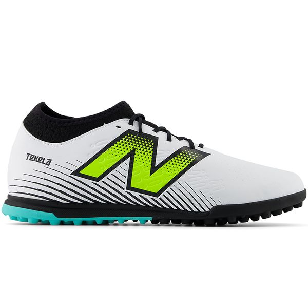 Turfy męskie New Balance TEKELA MAGIQUE TF V4+ ST3TH45 – białe. Białe buty sportowe męskie New Balance, z materiału, bez zapięcia, na fitness i siłownię. Za 199.99 zł.