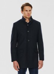 PAKO LORENTE – Płaszcz męski w kolorze granatowym. Niebieskie kurtki męskie Pako Lorente, na zimę, m, bez wzorów, z poliesteru, eleganckie, bez kaptura. Za 399.99 zł.