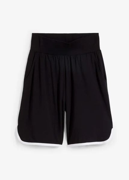 Szybko schnące bermudy. Czarne spodnie sportowe damskie bonprix, bez wzorów. Za 69.99 zł.